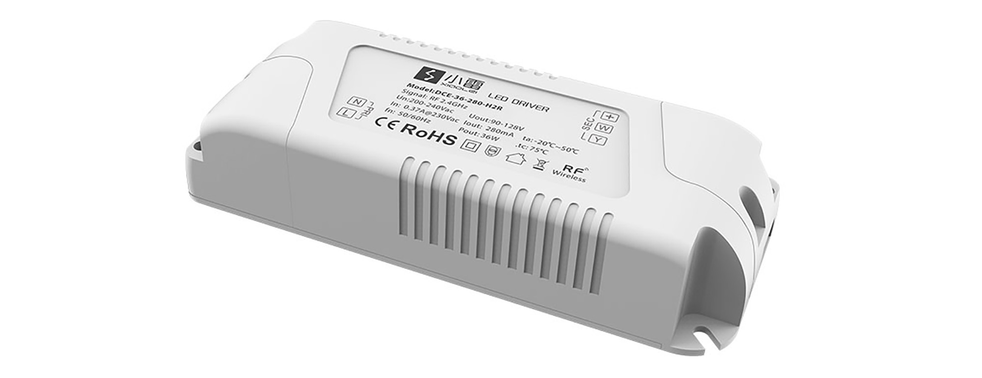Ltech RF2.4GHz Wireless Dimmable Driver 36W 65-90Vdc/280mA.0-100% PWM dimming level, IP20.